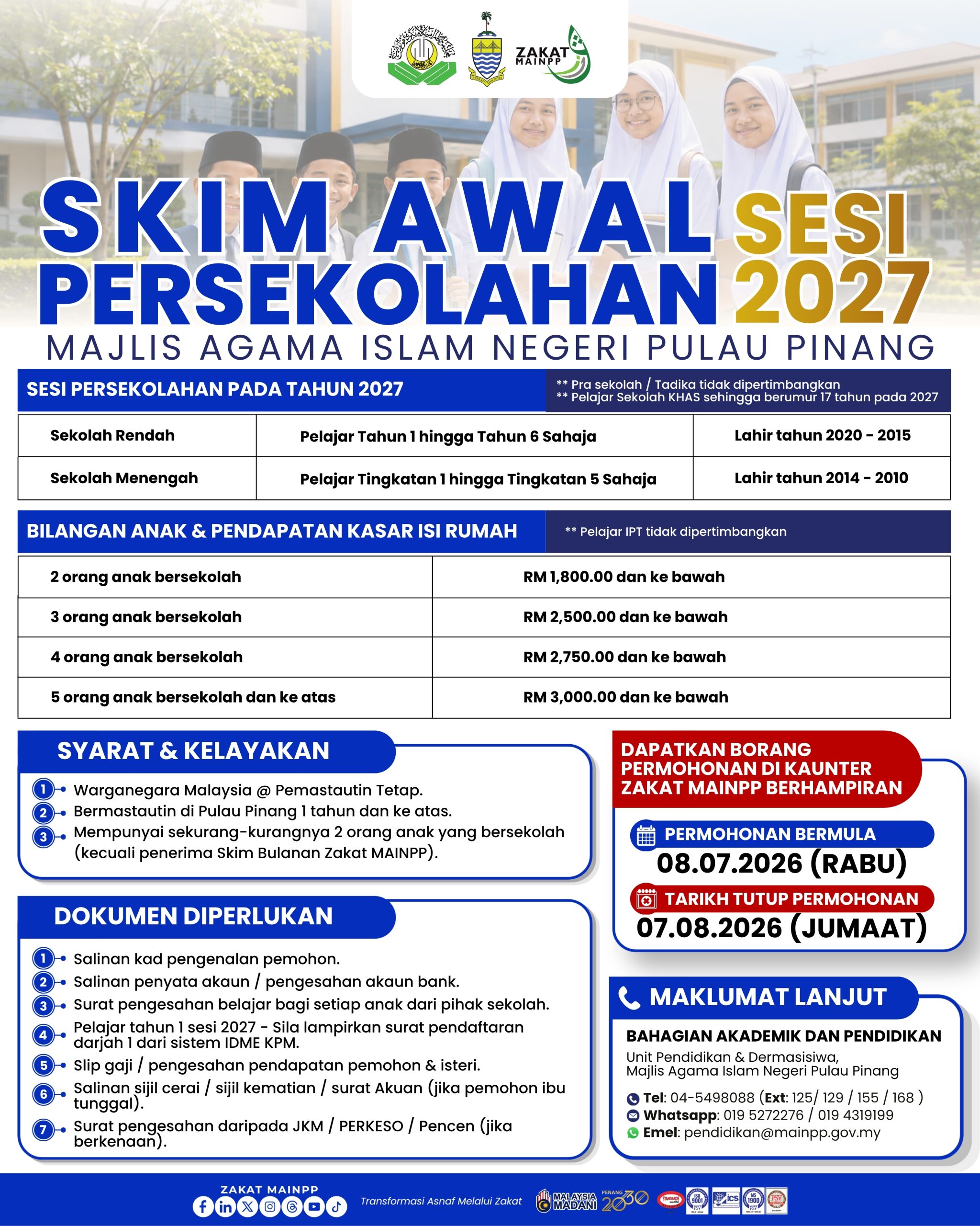 Skim Awal Persekolahan Sesi 2027 Zakat MAINPP